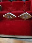 Vintage Cufflinks Initial R Engraved Gold Tone Oval Cuff Links