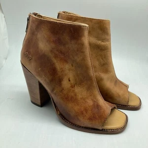 Bed Stu Onset Womens Cobbler Series Peep Toe Distressed Leather Zip Brown Size 9 - Picture 1 of 6
