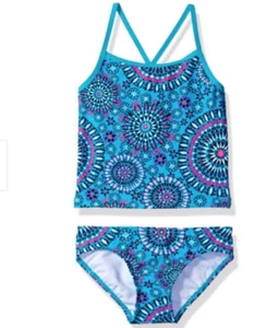 Kanu Surf Girls 2-Piece Banded Tankini Swimsuit Set Aqua Sz 5 - Picture 1 of 2
