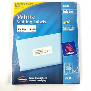 Etichette postali bianche Avery Easy Peel 8160 2100 getto d'inchiostro 1" x 2 5/8" - Foto 1 di 3