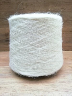 Kidmohair luxury yarn on cone Milk white Machine knitting Weaving 800g/28.2oz - Image 1 of 4