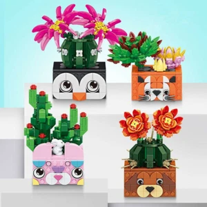 4pcs/set Cactus Potted Plants Flower Bonsai Decoration Action Figure Toys - Picture 1 of 5