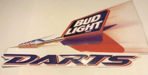 Vintage 1996 Bud Light Bier Darts Blech Metall Bar Schild 36x20 Budweiser - einige Abnutzung - Bild 1 von 17