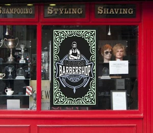 3D Man Hair Cut G193 Barber Shop Window Stickers Vinyl Wall Mural Decals Honey - Picture 1 of 10