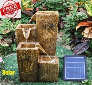 Solar Powered Garden Water Feature with LED Lights Water Fountain - Picture 1 of 7