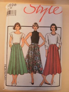(1980’s) Style 4698 Sewing Pattern Ladies Full Flared Front Pleat Midi Skirts 16 - Picture 1 of 11