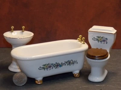 Juego de baño de cerámica miniatura para casa de muñecas bañera escala 1:12 pulgadas N200 Dollys Gallery Foto 1 de 4