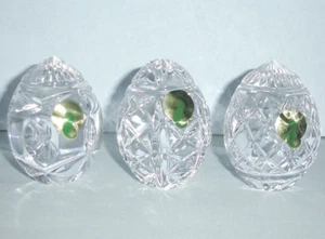 Waterford Crystal Egg Paperweight 3 Piece Mixed Clear Pattern Easter 1050389 New - Picture 1 of 6