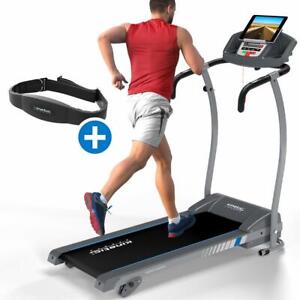 Laufband mit Pulsgurt elektrisch 12 km/h LCD Fitness Heimtrainer klappbar 125 kg