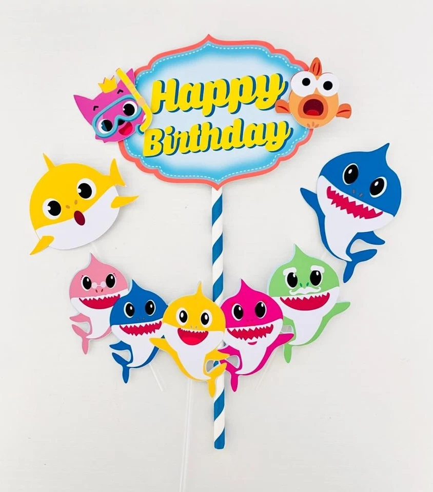 Decoração de bolo personalizada bebê tubarão - Imagem 1 de 1