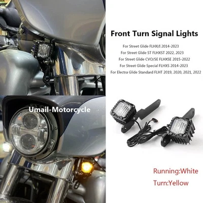 For Harley Street Glide FLHX/I  FLHXS 2014-2023 Front Turn Signals LED Lights - Image 1 of 4