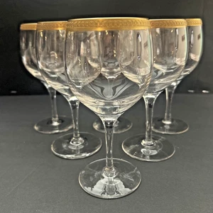 Lenox Royale 6.12” Wine Glasses With Gold Encrusted Rims Set Of 6 GUC READ - Picture 1 of 9