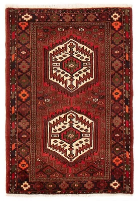 Vintage 3'2" x 4'9" Geometric Hand-Knotted Carpet Traditional Wool Area Rug - Image 1 of 4