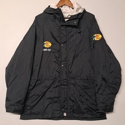 复古 Bass Pro Shops Gore-Tex 夹克 XL 黑色雨衣 钓鱼 防水 — 第 1/4 张图片