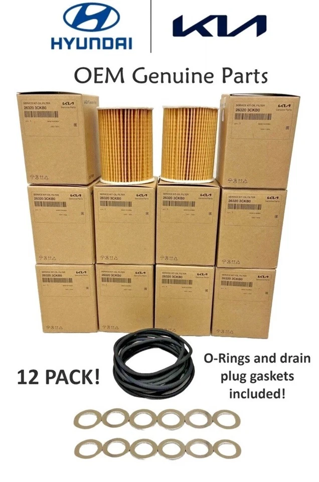 KIA GENUINO OEM filtros de aceite con arandelas paquete de 12 para Hyundai Kia 263203CKB0 Foto 1 de 1
