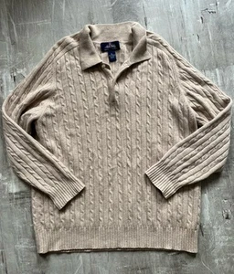 Allen Solly Collared Sweater Men XL Beige Cashmere Career Preppy Cable Knit - Picture 1 of 6