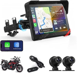 5" Motorrad CarPlay Android Auto Bildschirm Navigation GPS für Motorrad TPMS DVR - Bild 1 von 21
