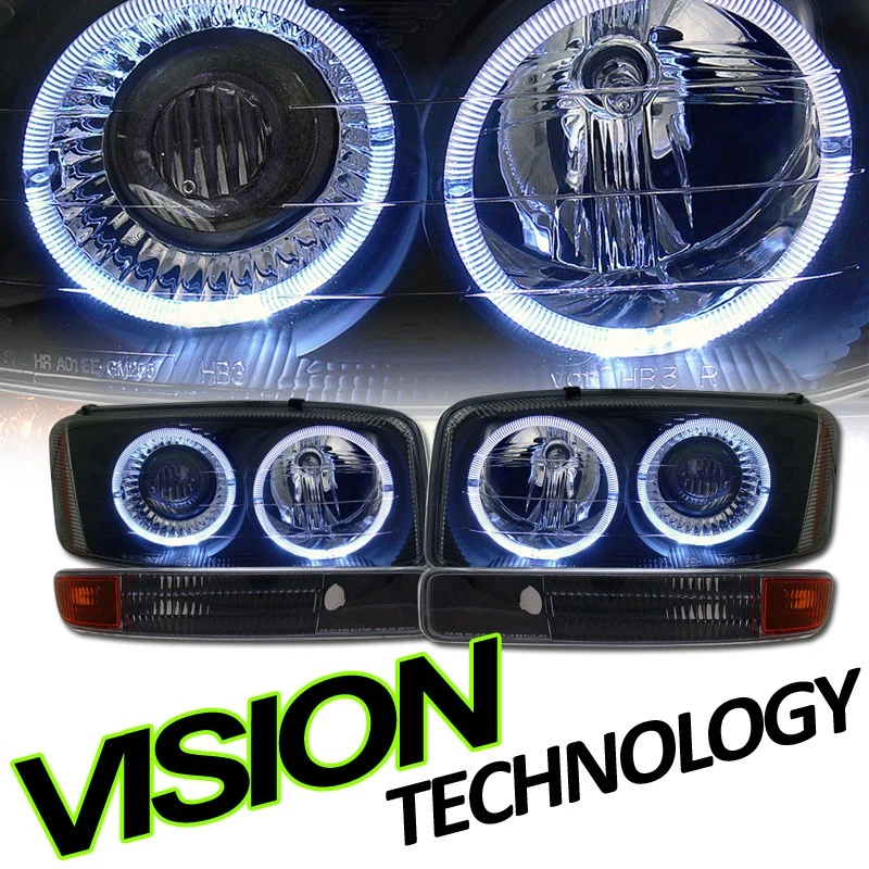 Faro proyector halo negro Am+parachoques de estacionamiento Ks para 99 00-06 GMC Sierra/Yukon Foto 1 de 2