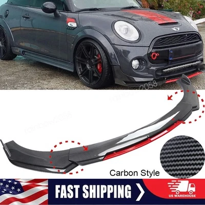 Front Bumper Lip Splitter Carbon Style Red Add-on Body For Mini Cooper S R57 F57 Foto 1 de 4