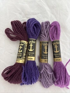 4 X ANCHOR TAPESTRY WOOLS purple shades 8512 8596 8548 8526 - Picture 1 of 3