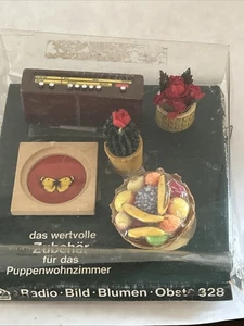 Bodo Hennig RARE Vintage MCM Dollhouse Radio & Accessories #328 - Original Box - Picture 1 of 18