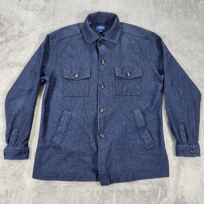 Eton Jacket Mens XL Blue Flannel Wool Cashmere Shirt Jacket Overshirt Casual - Image 1 of 4