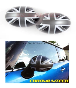 MK2 MINI R55 R56 R57 R58 R59 R60 Black UNION JACK MIRROR Cover for Manual Fold - Picture 1 of 5