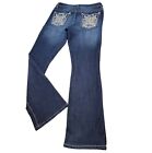 Nine West Jeans 6 /28 Cena Boot Cut Bling Pockets Embroidered Thick Stitch Dark