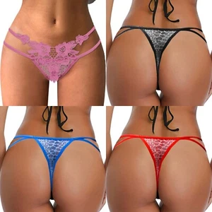 Women's Sexy Lingerie Lace Floral Brief Panties Thong Knicker Underwear G-String - Picture 1 of 30
