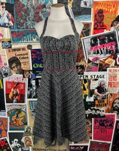 Vintage 90s Morbid Threads Sweetheart Neckholder Pinup Rockabilly Dress XS Whimsigoth - Bild 1 von 10