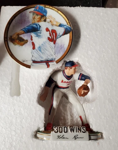 1992 NOLAN RYAN 300th Win Mini Figurine & Plate Set-Angels-NOS-FREE USA SHIP! Cover
