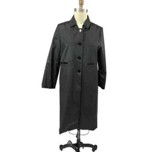 VTG Jane Post Saks Fifth Avenue Sz L Black Midi Spring  Coat Black M - Picture 1 of 8