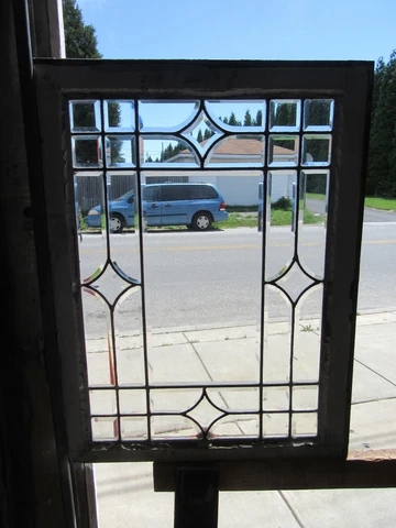 ~ ANTIQUE STAINED GLASS WINDOW FULL BEVELED 1 OF 2 ~ 24 X 31 ~ SALVAGE Cover