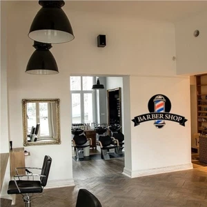 Pegatinas para ventana de peluquería letrero frontal salón calcomanía de pared estilo peluquero moderno - Imagen 1 de 9