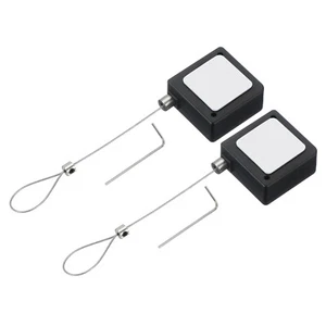 2 Pcs Square Retractable Remote Control Tether 3.3 Ft, Black(Lock Buckles) - Afbeelding 1 van 6
