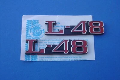 1973-74-75-77-1978-1982 CHEVROLET CORVETTE L-48 HOOD EMBLEM-PAIR-USA-TRIM PARTS - Image 1 of 3