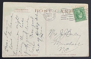 Chattanooga, Tennessee Postkarte - verschickt am 16. Februar 1917 an Marshall, NC - TN - Bild 1 von 2