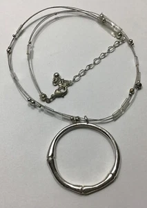 Silver Tone Necklace 16” with Eternity Ring Pendant 1 1/2” NWOT  - Picture 1 of 5