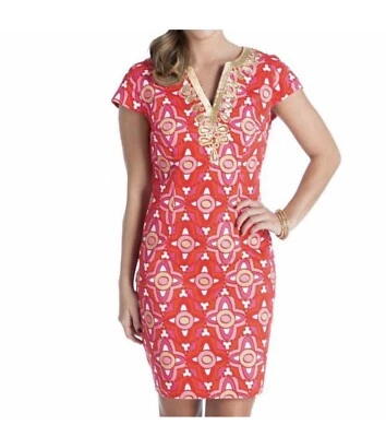 Грязь пирог красный/розовое золото вышитый V шеи крышка рукав платье размер большой новый без ЯРЛЫКОВ - Изображение 1 из 4