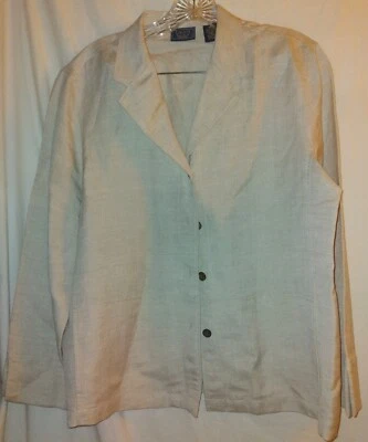 Laura Scott Women’s Petite Size 10P Linen Blend Top Light Jacket W/O Belt Beige - Image 1 of 4