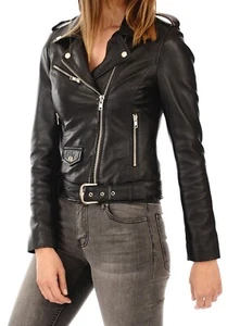 Womens Casual Long Sleeve Solid Leather Suit Jacket Zipper Slim Windproof Jacket - Picture 1 of 4