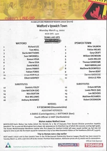 Watford v Ipswich Town. Barclaycard Reserve League. 2001-2002 - Picture 1 of 1