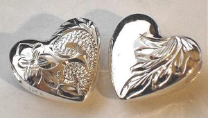 16mm Heavy Solid 925 Sterling Silver Hawaiian Engraved Reversible Heart Pendant - Picture 1 of 2