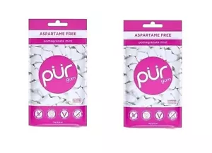 PUR Xylitol Chewing Gum Pomegranate Mint Sugarless Vegan 55 Pieces x 2 Pack 110 - Picture 1 of 2