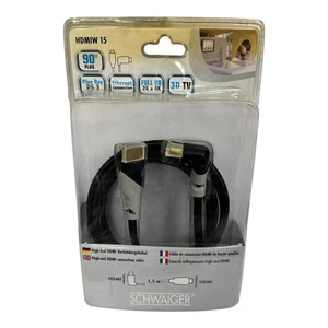 HDMIW15 Schwaiger HDMI Cable - HDMI 90° Plug with Ethernet 1.5m - Picture 1 of 1