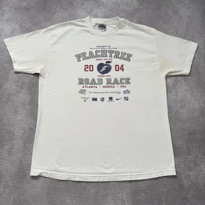 Vintage Peachtree Road Race Shirt Mens XL White Atlanta Georgia Running 2004 Tee Foto 1 de 4