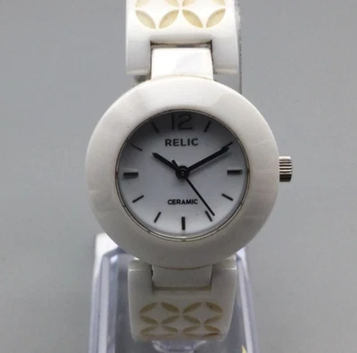 Reloj Reliquia Mujer ZR34141 29mm Esfera Blanca Banda Cerámica Batería Nueva 7.5" Foto 1 de 4