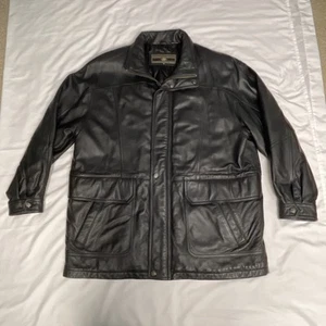 Chaqueta de cuero suave Members Only para hombre talla XL negra motocicleta aviador de colección usada en excelente estado - Imagen 1 de 18