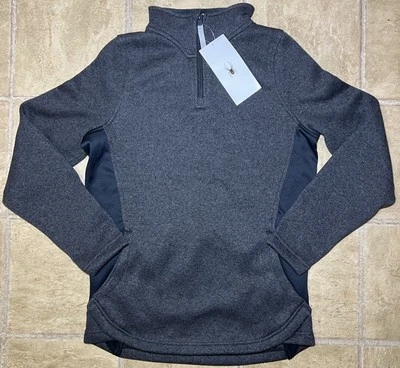 Chaqueta polar Spyder Aspire 1/2 cremallera jóvenes niñas grande gris negro - NUEVA Foto 1 de 4