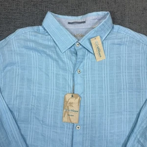 Caribbean Linen Blend Shirt Men 3XB Blue Light Weight Beach Summer NWT - Picture 1 of 9
